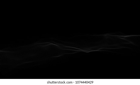Abstract dots pattern. Dots waves. White dots on a black background. Vector background. Vector illustration