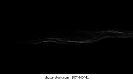 Abstract dots pattern. Dots waves. White dots on a black background. Vector background. Vector illustration