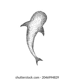 Abstract Dots Sketch of Aquatic Animal Whale with Black Ink - Vector Illustration for Graphic Design, Poster, Prints and Wallpapers.