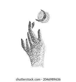 Mano de esbozo de puntos abstractos con tinta negra - Ilustración vectorial para diseño gráfico, afiche, impresiones y fondos de escritorio.