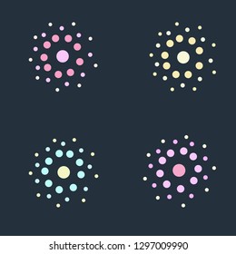 Abstract dots symbol. Icon round shape. Abstraction cartoon fireworks