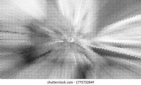ilustración de puntos abstractos vectoriales en blanco a partir del zoom de desenfoque de movimiento 