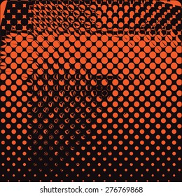 Abstract Dots Vector Illustration. Orange and black. Light-box