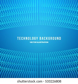Abstract Dots Waves. Abstract Techno Background. Futuristic High Tech Design. Vector Illustration