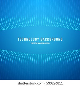 Abstract Dots Waves. Abstract Techno Background. Futuristic High Tech Design. Vector Illustration