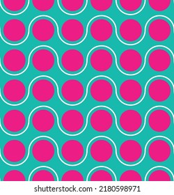 Abstract Dots Wavy Stripes Seamless Geometric Retro Pattern Trendy Fashion Colors Perfect for Allover Fabric Print or Wrapping Paper Tiffany Blue Fuchsia Tones
