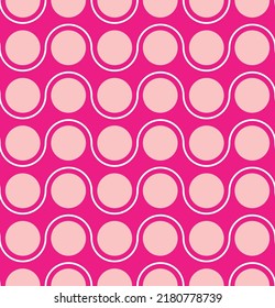 Abstract Dots Wavy Stripes Seamless Geometric Retro Pattern Trendy Fashion Colors Perfect for Allover Fabric Print or Wrapping Paper Fuchsia Pastel Pink Tones