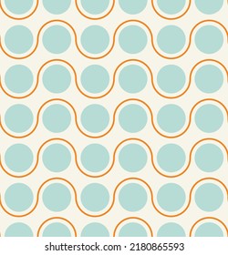 Abstract Dots Wavy Stripes Seamless Geometric Retro Pattern Trendy Fashion Colors Perfect for Allover Fabric Print or Wrapping Paper Mint Blue Tones