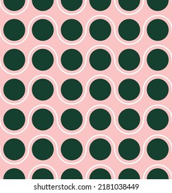 Abstract Dots Wavy Stripes Seamless Geometric Retro Pattern Trendy Fashion Colors Perfect for Allover Fabric Print or Wrapping Paper Dark Green Pastel Pink Tones