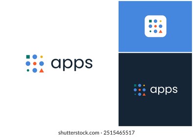 Abstract Dotted Apps UI UX Software Development Digital Technology Vector Logo Design Illustration