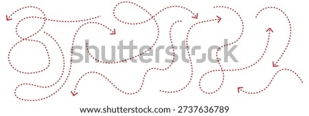 Abstract dotted arrow paths direction . Minimal abstract  of dotted arrows showing movement, direction, and flow, useful for navigation concepts, process visualization, and design backgrounds.