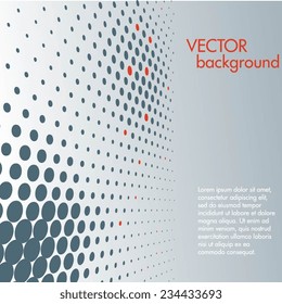 Abstract dotted background. Blue and red dots. Perspective view