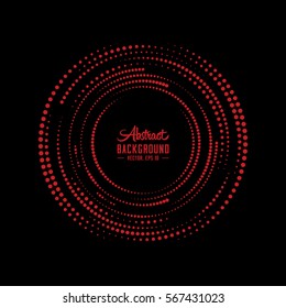 Abstract dotted background. Halftone circular vortex dotted frame. Vector and illustration.