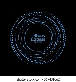 Abstract dotted background. Halftone circular vortex dotted frame. Vector and illustration.
