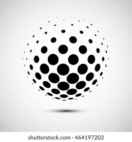 Abstract dotted background. Halftone effect vector background. Dotted sphere