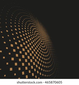 Abstract dotted background. Halftone effect vector background. Radial squares pattern