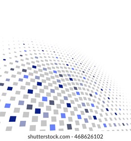 Abstract dotted background. Halftone effect vector background. Radial squares pattern