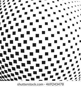 Abstract dotted background. Halftone effect vector background. Radial squares pattern