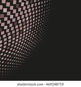 Abstract dotted background. Halftone effect vector background. Radial squares pattern