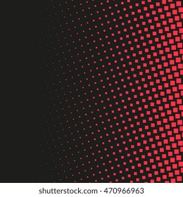 Abstract dotted background. Halftone effect vector background. Radial squares pattern