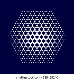 Abstract dotted background. Halftone effect vector illustration. Hexagon with blue Jewish stars.