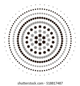 Abstract dotted background. Halftone effect vector illustration. Black and grey Jewish stars on white background.