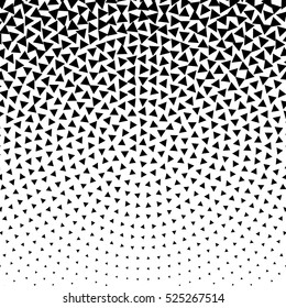 Abstract dotted background. Halftone effect vector illustration. Black triangles on white background. Halftone effect geometric pattern.