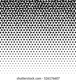 Abstract dotted background. Halftone effect vector illustration. Black triangles on white background. Halftone effect geometric pattern.