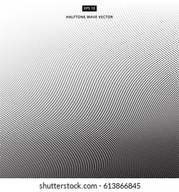Abstract dotted background. Halftone wave effect vector white background