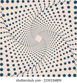 Abstract dotted background, modern hipster futuristic graphic. Optical illusion wallpaper. Vector abstract background, texture design, pattern. Optical art.