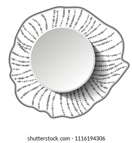 Abstract dotted background with paper plate. Trendy vector template design.