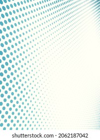 Abstract dotted background with perspective and halftone effect. Vertical vector graphic pattern