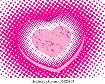 abstract dotted background with pink heart shape, vector illustration