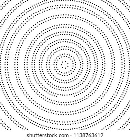 Abstract dotted background. Radial pattern. Vector