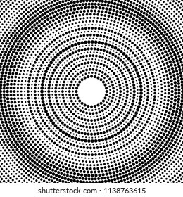 Abstract dotted background. Radial pattern. Vector