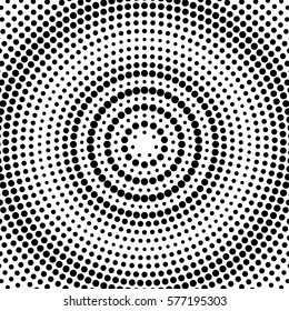 Abstract dotted background. Radial pattern. Vector