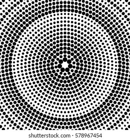 Abstract dotted background. Radial pattern. Vector