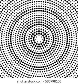 Abstract dotted background. Radial pattern. Vector