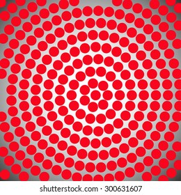 Abstract dotted background. Red radial vector pattern