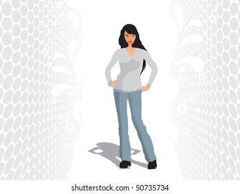 abstract dotted background with sexy lady