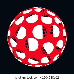 abstract dotted ball in red black white shades