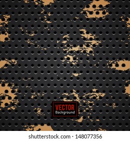 Abstract dotted black metal background, texture, grill, grunge. Seamless pattern. Vector illustration