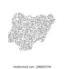 Abstract dotted black and white halftone effect vector map of Nigeria. Country map digital dotted design vector illustration.