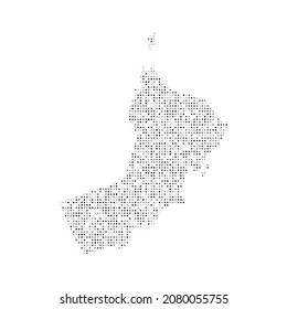 Abstract dotted black and white halftone effect vector map of Oman. Country map digital dotted design vector illustration.