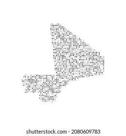 Resumen salpicado de negro y blanco medio efecto mapa vector de Mali. Ilustración vectorial de diseño digital de mapa de país.