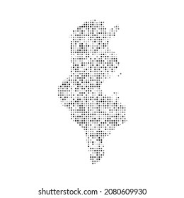Abstract dotted black and white halftone effect vector map of Tunisia. Country map digital dotted design vector illustration. svg