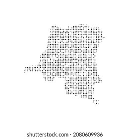 Abstract dotted black and white halftone effect vector map of Congo. Country map digital dotted design vector illustration.