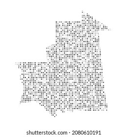Abstrakte, gepunktete schwarz-weiße Halftone-Effekt-Vektorkarte von Mauretanien. Landkarte digitales gepunktetes Design, Vektorgrafik.