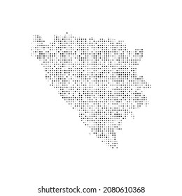 Abstract dotted black and white halftone effect vector map of Bosnia and Herzegovina. Country map digital dotted design vector illustration.
