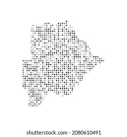 Resumen del mapa del vector de efecto medio en blanco y negro de Botswana. Ilustración vectorial de diseño digital de mapa de país.